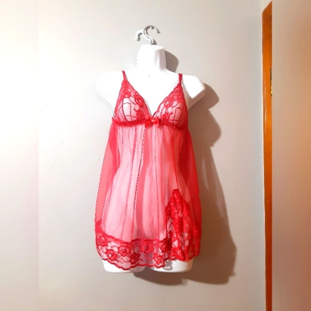 Frederick's of Hollywood Red Lace Chemise Size Medium Sexy
